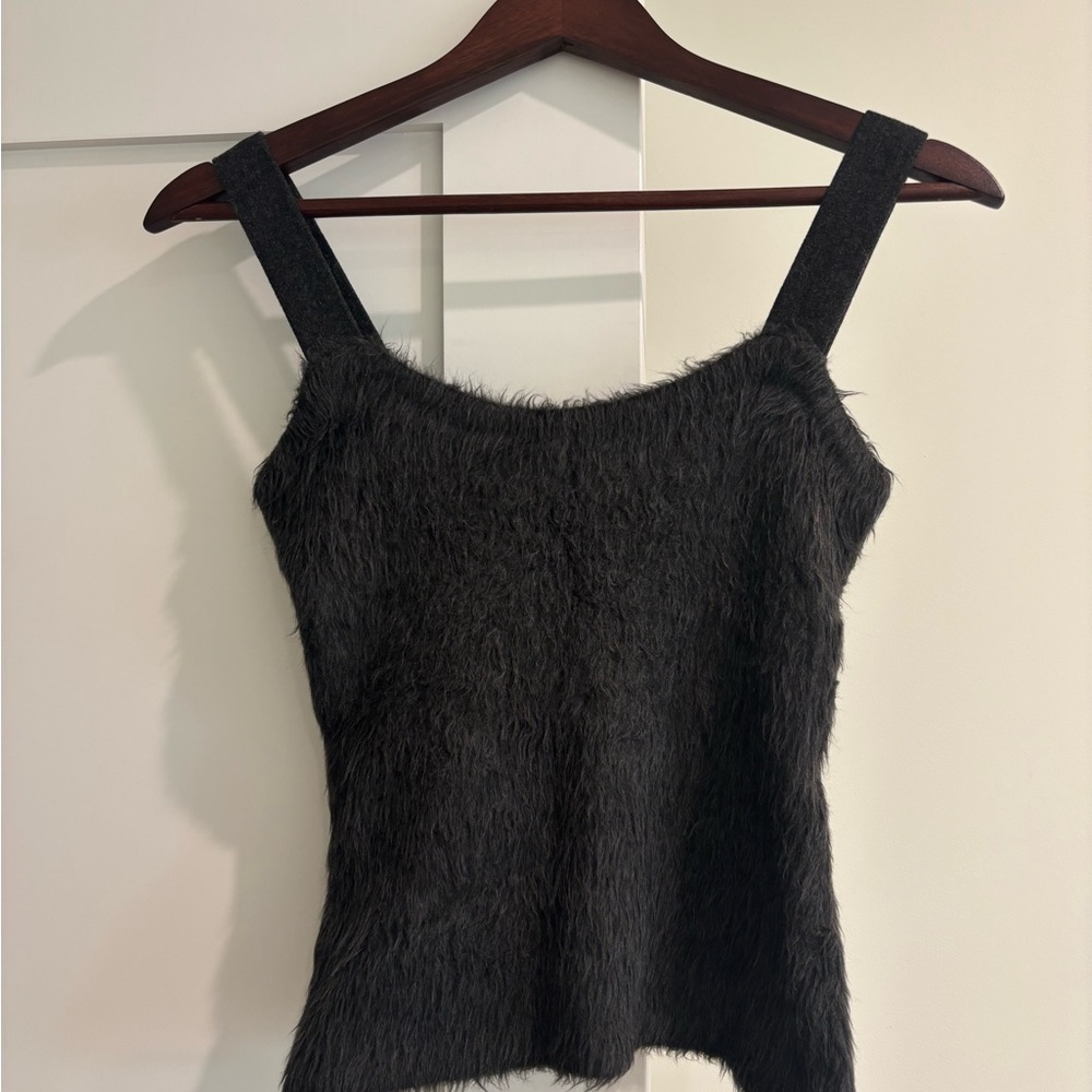 Nanette Lepore Black Fuzzy Tank Top
